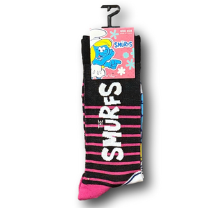 3/$20 The Smurfs Smurfette & Stripes Funny Novelty Crew Socks - NWT